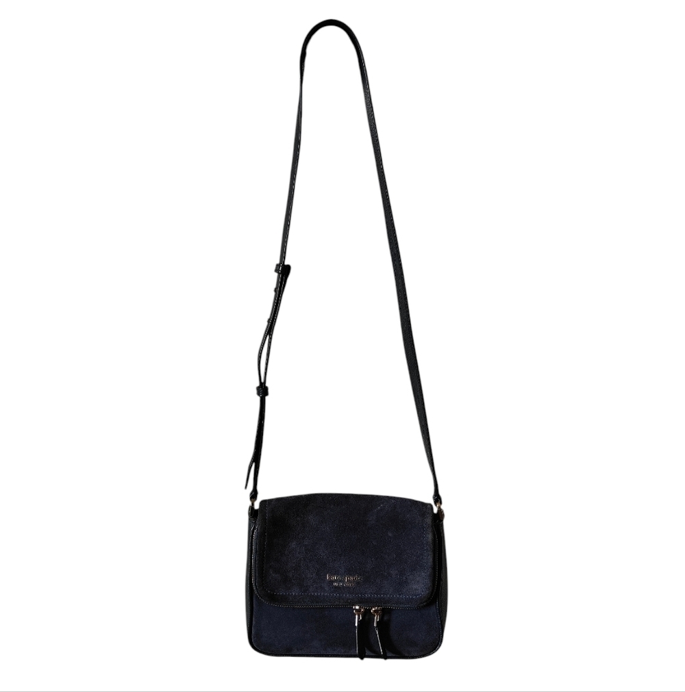 Kate Spade Run Around Colorblocked Suede Large Flap Crossbody Bag Blue